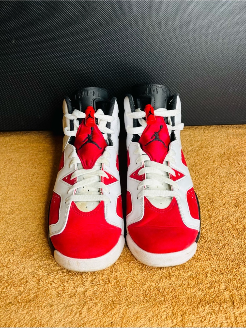 Nike Air Jordan 6 Retro GS 384665 106 'Carmine' Size 6.5 Youth White -Leather